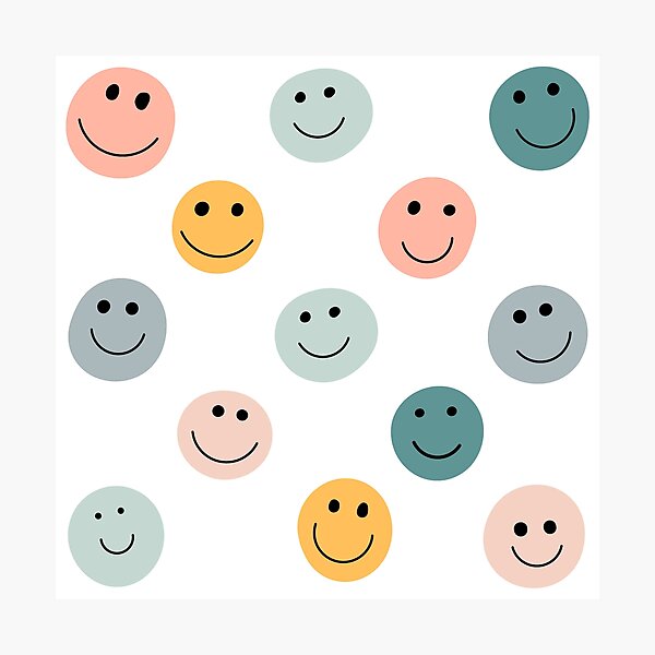 Pastel Smiley Face Pattern Photographic Print By Kaitlynhart06 Redbubble