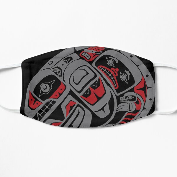 BLACKFISH - PNW native, Tlingit style orca killer whale GRAY Flat Mask