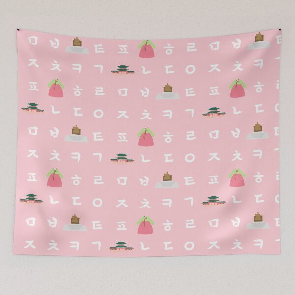Item preview, Korean Hangul alphabet with traditional pictures pattern designed and sold by gamja-gamja21.