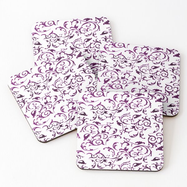 Item preview, ARABIATA 6 bis purple white patterns Morocco Essaouira flowers leaves design arabesques scrolls decor designed and sold by dragonemma.