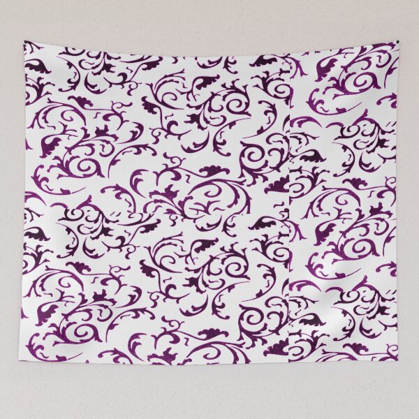 Item preview, ARABIATA 6 bis purple white patterns Morocco Essaouira flowers leaves design arabesques scrolls decor designed and sold by dragonemma.