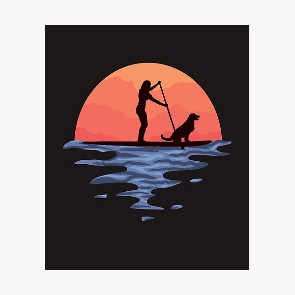 Item preview, Sunset Stand Up Paddle Dog And Girl designed and sold by MrEddie10.