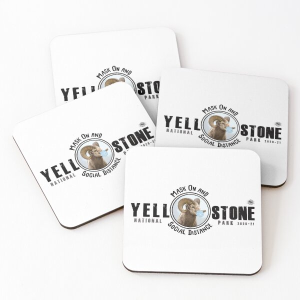 Item preview, Bighorn Mask On and Social Distance, Yellowstone National Park - masked wildlife designed and sold by SmyrnaBuffalo.