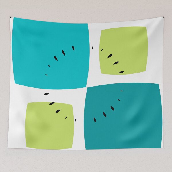Item preview, Patrón azul y verde moderno de mediados de siglo designed and sold by P9Designs.