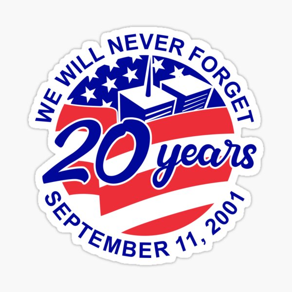 9-11 Memorial Patriot Day September 11 2001 20 Years Tribute Circle Retro Color Sticker