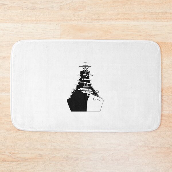 Item preview, American or United States Battleship Warship Dreadnought Naval Fighting Ship Front View Retro Black and White designed and sold by patrimonio.