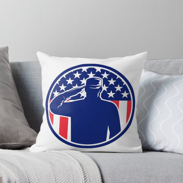 Item preview, American Veteran Soldier or Military Serviceman Personnel Saluting the USA Stars and Stripes Flag Circle Retro Color designed and sold by patrimonio.