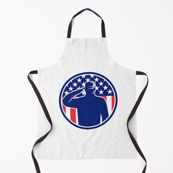 Item preview, American Veteran Soldier or Military Serviceman Personnel Saluting the USA Stars and Stripes Flag Circle Retro Color designed and sold by patrimonio.