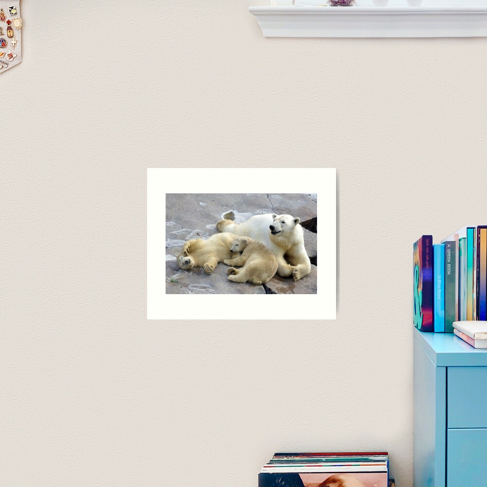 Happy nappy polar bear family Art Print