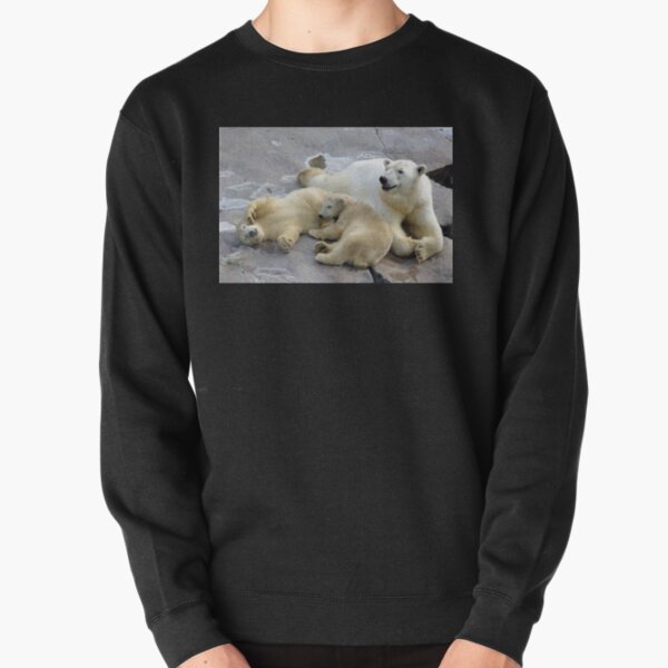 Happy nappy polar bear family Pullover Sweatshirt
