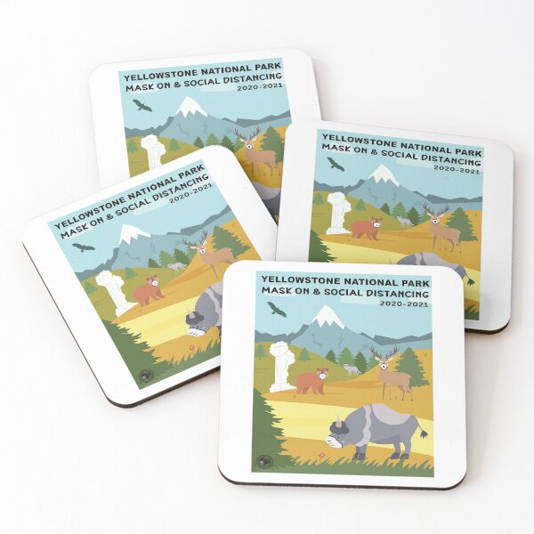 Item preview, Mask On and Social Distance, Yellowstone National Park - social distance designed and sold by SmyrnaBuffalo.