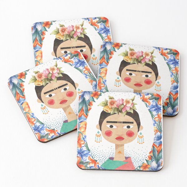 Item preview, Frida Kahlo portrait with flowers - watercolor and vector designed and sold by pedrofsarmento.