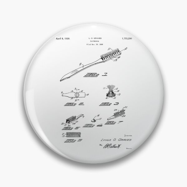 Item preview, Toothbrush 1930 patent designed and sold by InkedArtPrints.