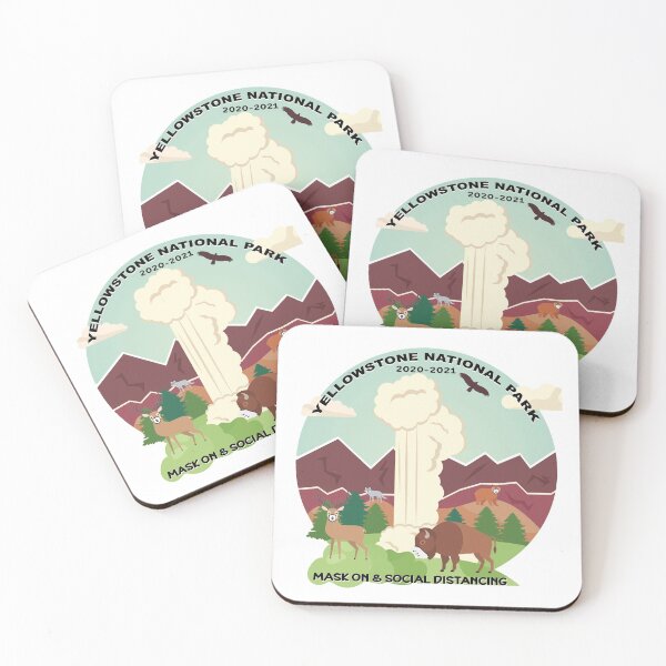 Item preview, Mask On and Social Distance at Old Faithful, Yellowstone National Park - Social Distance designed and sold by SmyrnaBuffalo.
