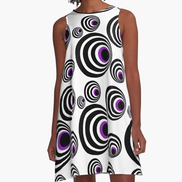 Optical Illusions, Visual Phenomena, circle pattern A-Line Dress
