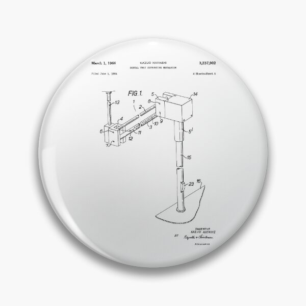 Item preview, Dental Tray Supporting Mechanism 1966 patent designed and sold by InkedArtPrints.