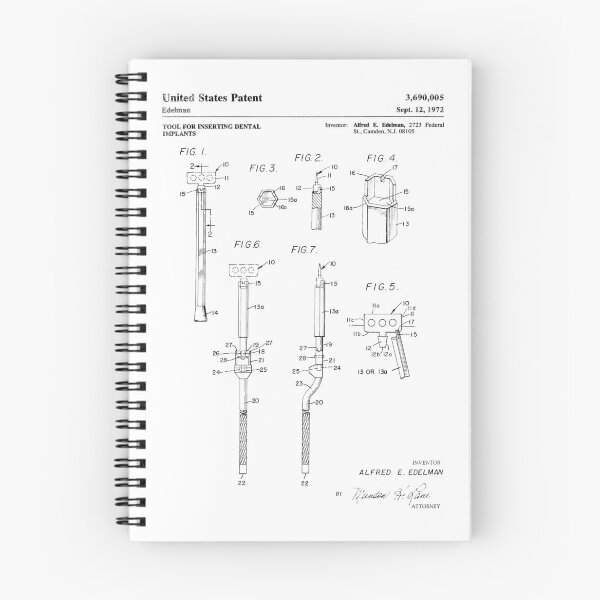 Item preview, Tool for Inserting Dental Implants 1972 patent designed and sold by InkedArtPrints.