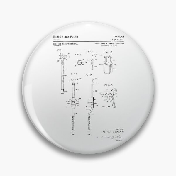 Item preview, Tool for Inserting Dental Implants 1972 patent designed and sold by InkedArtPrints.