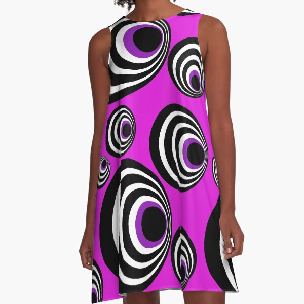 Optical Illusions, Visual Phenomena, circle pattern, pink version A-Line Dress