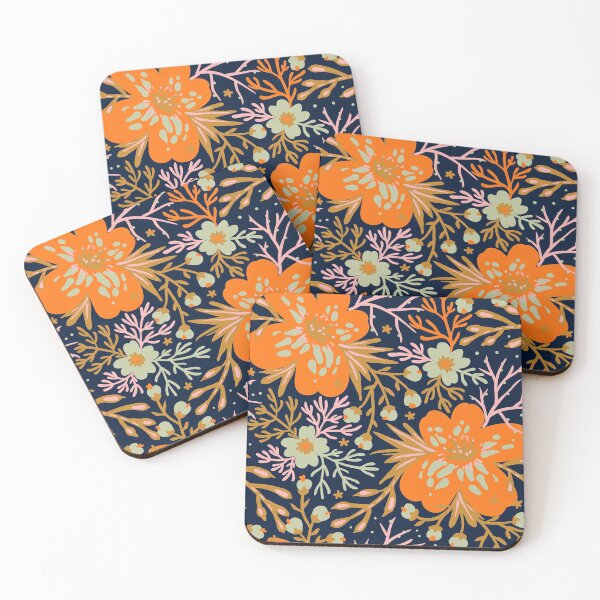 Item preview, Vibrant orange flower pattern  designed and sold by AllPrintsAndArt.