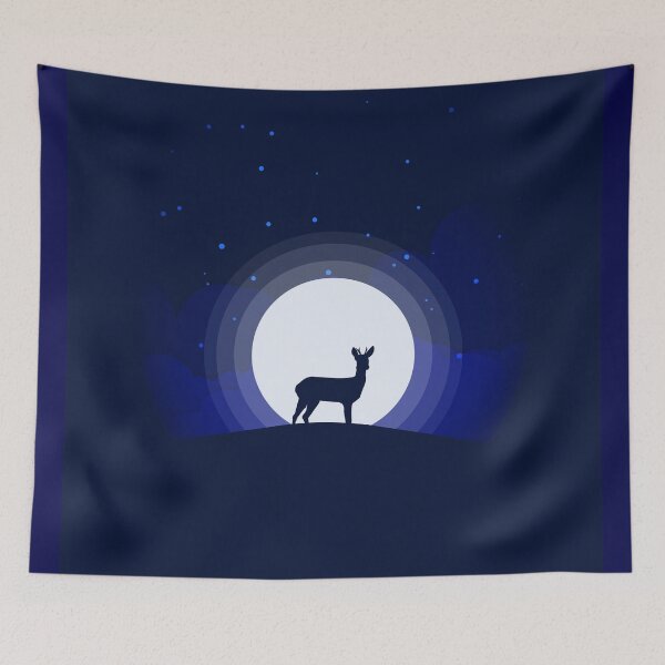 Item preview, Forest climate at night , deer , full moon , stars, fog , clouds , hill and  sand  designed and sold by SGS-.