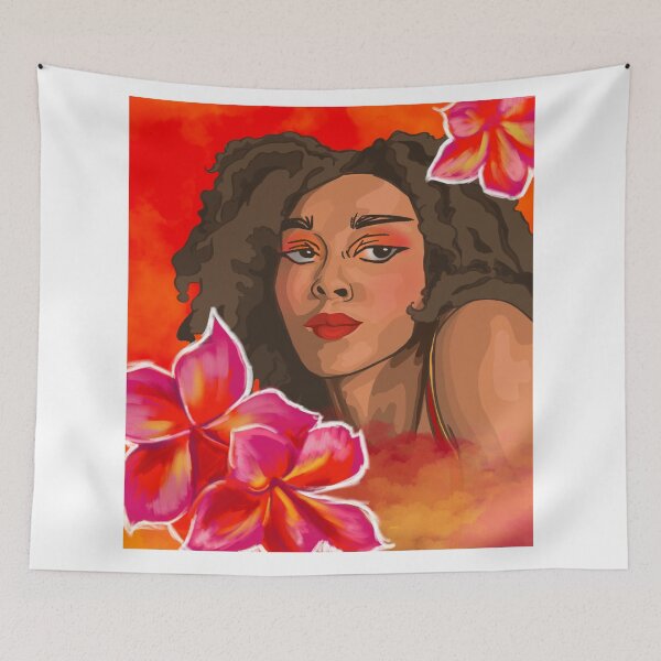 Item preview, Tropical black girl with flowers designed and sold by gi-gianna.