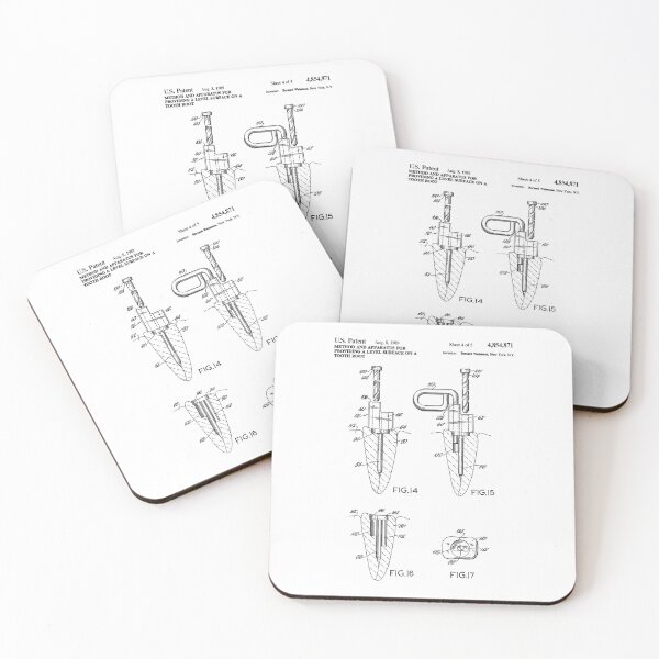 Item preview, Method and apparatus for providing a level surface on a tooth root 1988 patent designed and sold by InkedArtPrints.