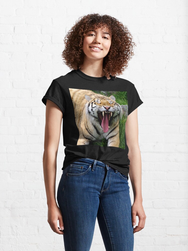 Alternate view of yawning tiger 1 Classic T-Shirt