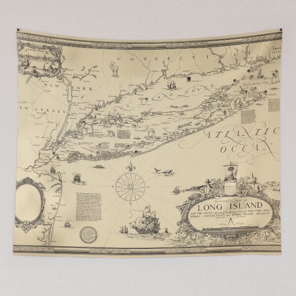 Item preview, 1925 Vintage Historical Map of Long Island and the Sound designed and sold by Gin  Neko.