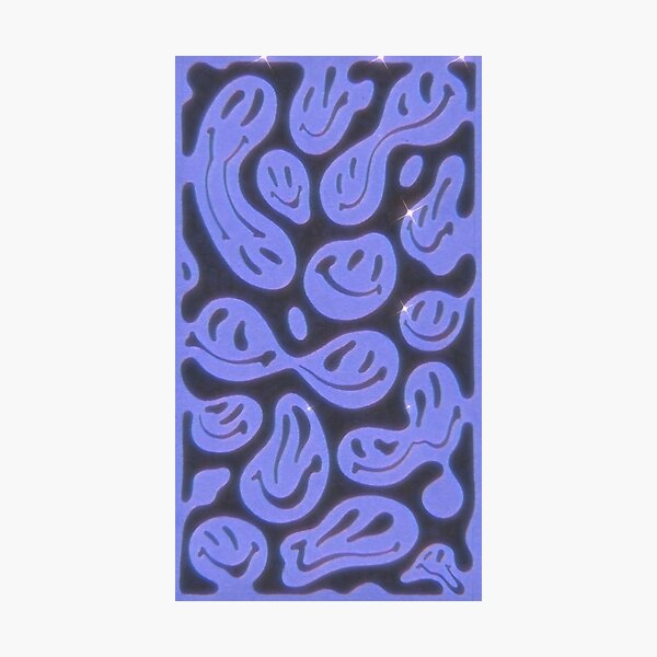 Trippy Blue Smiley Faces Photographic Print For Sale By Danimora Redbubble