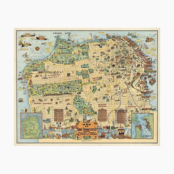 Item preview, 1927 Carte Vintage de San Francisco designed and sold by Gin  Neko.