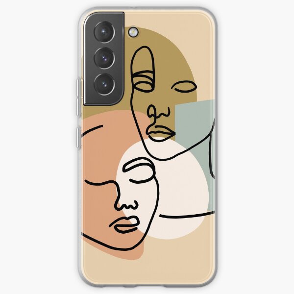 Abstract Neutral Tones Artwork, Minimalist Art Illustration, Body Line Art Illustration - Poster Samsung Galaxy Soft Case