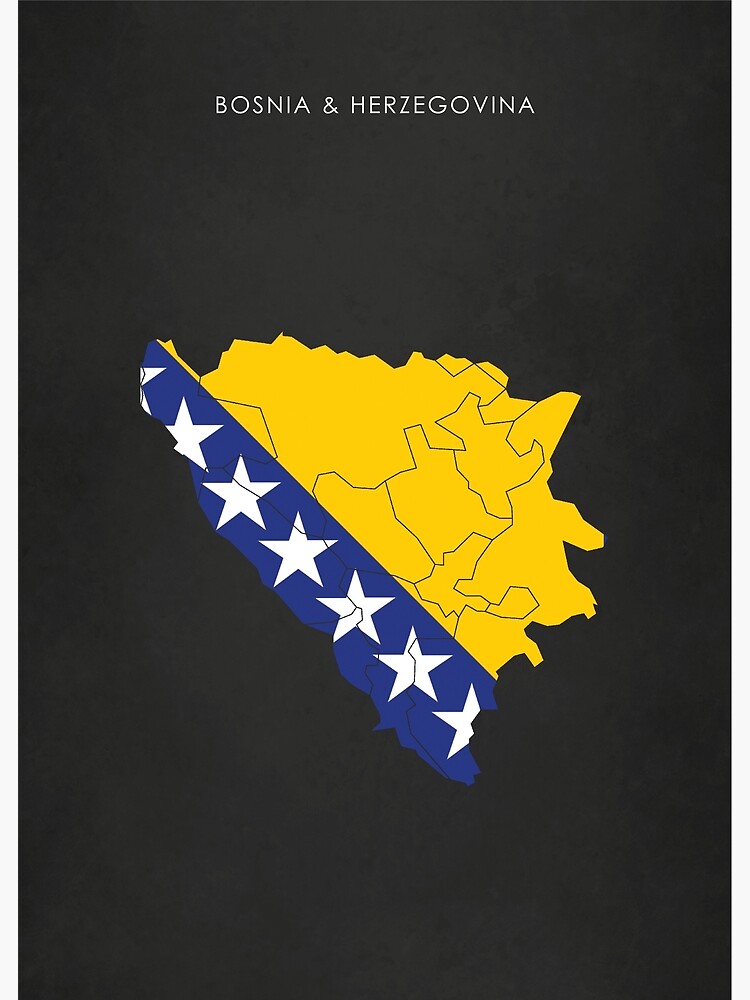Poster for Sale mit Karte der Flagge von Bosnien und Herzegowina mit  Regionen von Alo Design