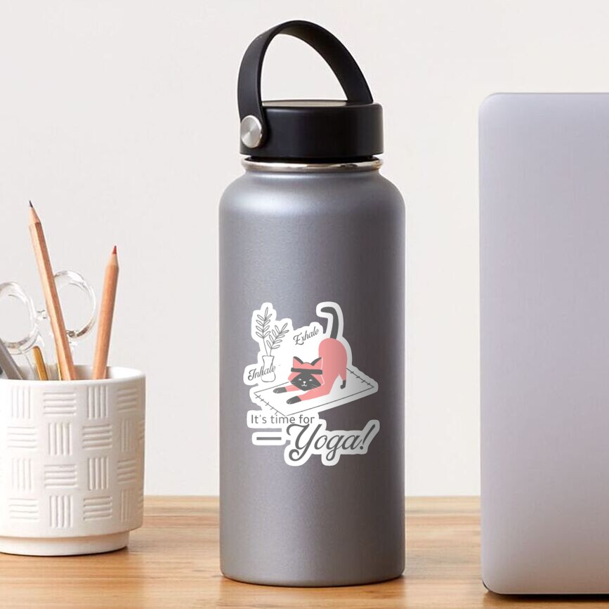 Inhale - Exhale - It's time for Yoga - Yoga Cat Sticker