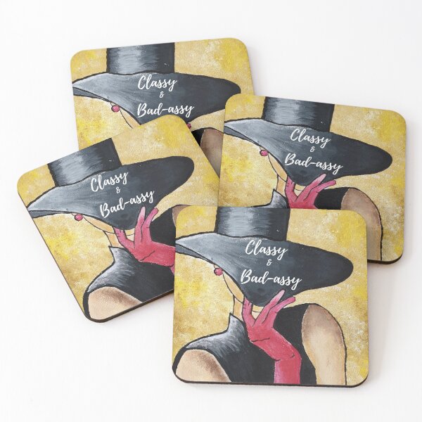 Item preview, Stay Classy and Bad assy Lady in black hat and red gloves designed and sold by StarlightTales.