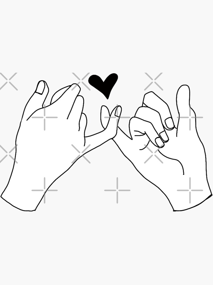 Thumbnail 3 of 3, Sticker, Promise fingers Love Line Art designed and sold by Dollfacedesign.