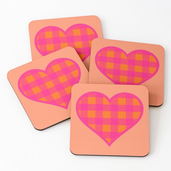 Item preview, Orange and Pink Buffalo Plaid Heart designed and sold by Bumblefuzzies.