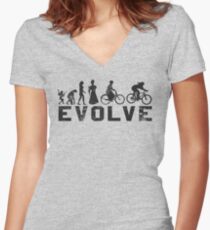 Bike Vintage Women's Evolution of Cycling Evolve Women's Fitted V-Neck T-Shirt