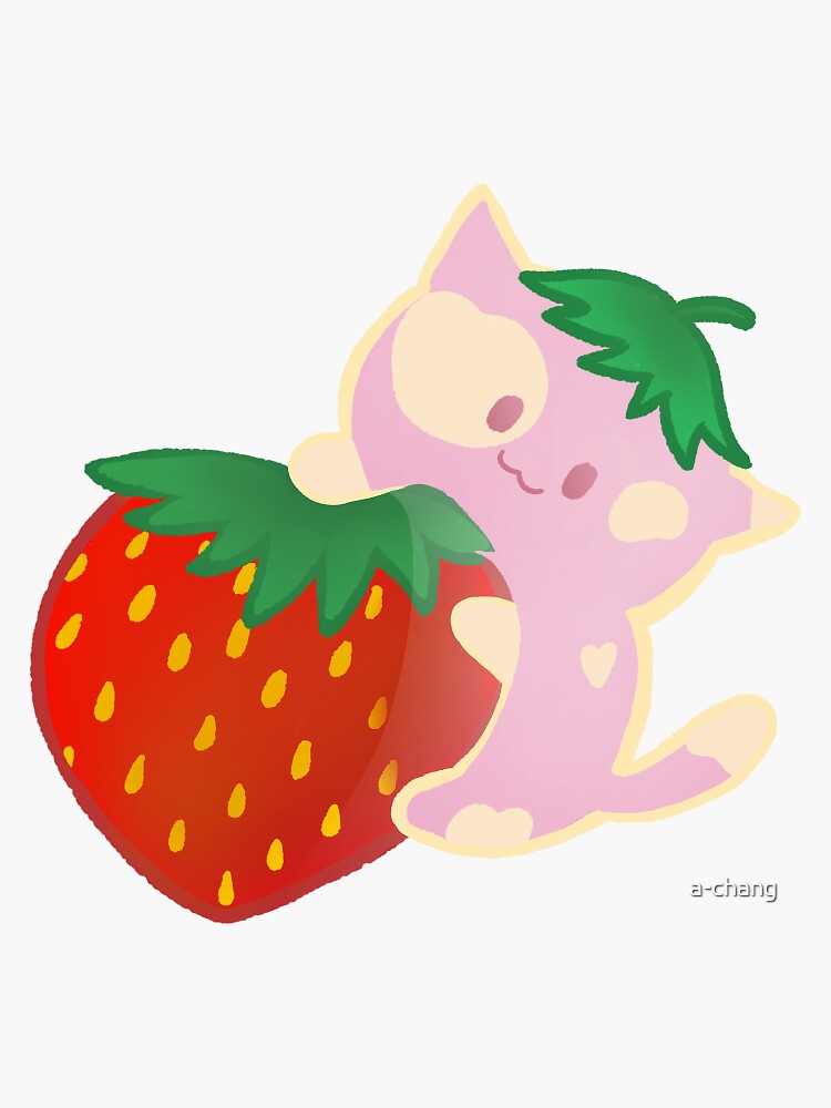 "Strawberry cat" Sticker for Sale by achang Redbubble