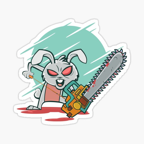 Crazy Rabbit Cool Illustration Sticker For Sale By Maverickb22 Redbubble 