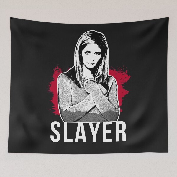 Item preview, Slayer Portrait - Red with White Text (BtVS) designed and sold by Vixetches.