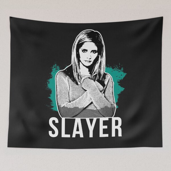 Item preview, Slayer Portrait - Teal with White Text (BtVS) designed and sold by Vixetches.