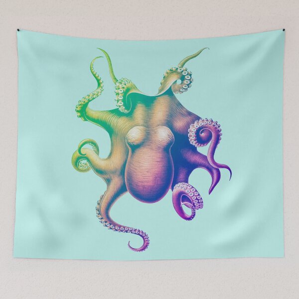 Item preview, Iridescent Mermaid Colored Vintage Octopus Illustration Deep Sea Life Tentacles designed and sold by Sirieht.