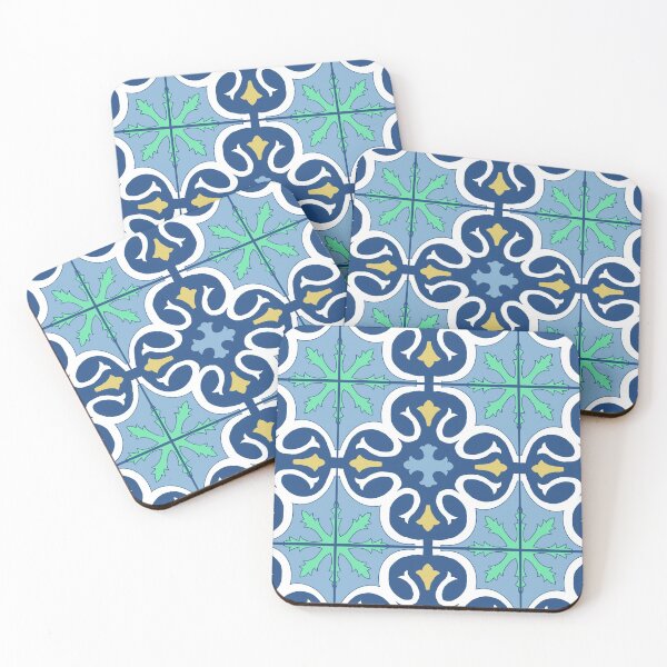 Item preview, Portuguese style Blue mosaic tile pattern designed and sold by Pattern-ify.