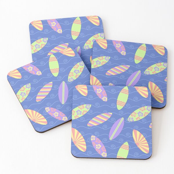 Item preview, Colorful Retro Surfboard Pattern Blue designed and sold by karwilberevivalcollection.