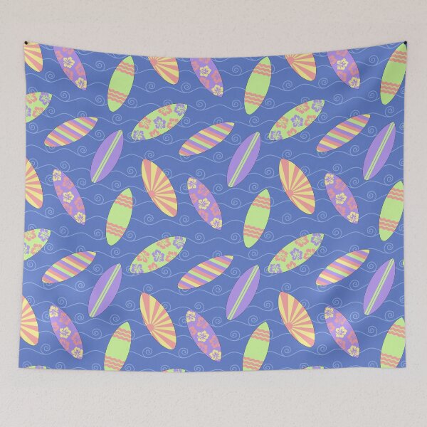 Item preview, Colorful Retro Surfboard Pattern Blue designed and sold by karwilberevivalcollection.