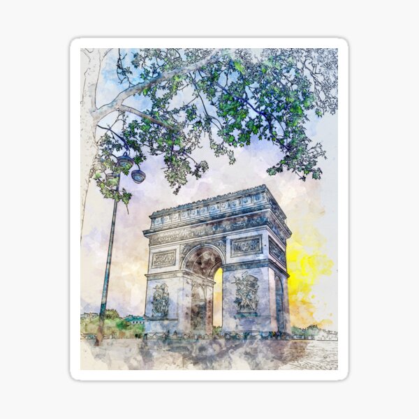 Arc de Triomphe!! Paris, France in Watercolor Sticker