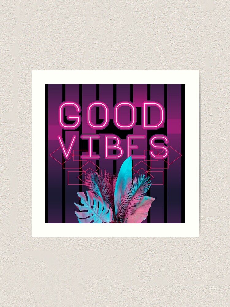 Tropical Summer Neon Good Vibes Aesthetic with Monsteras Palm and