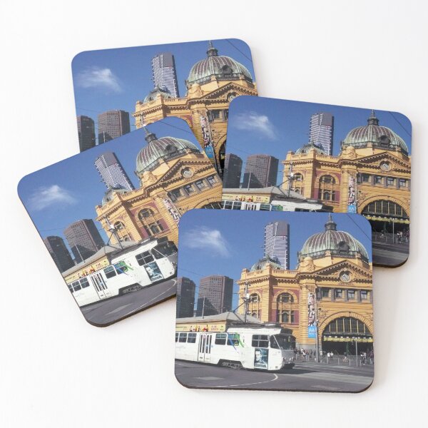 Item preview, Flinders Street Station and Melbourne tram designed and sold by Roz McQuillan Fine Art & Photography.