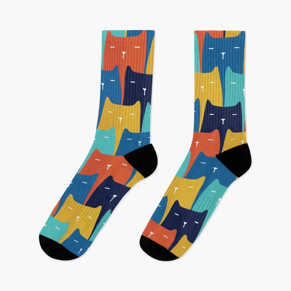 Item preview, Colorful Flat Repeating Modern Retro Cat Pattern designed and sold by Kelsey Armstrong.